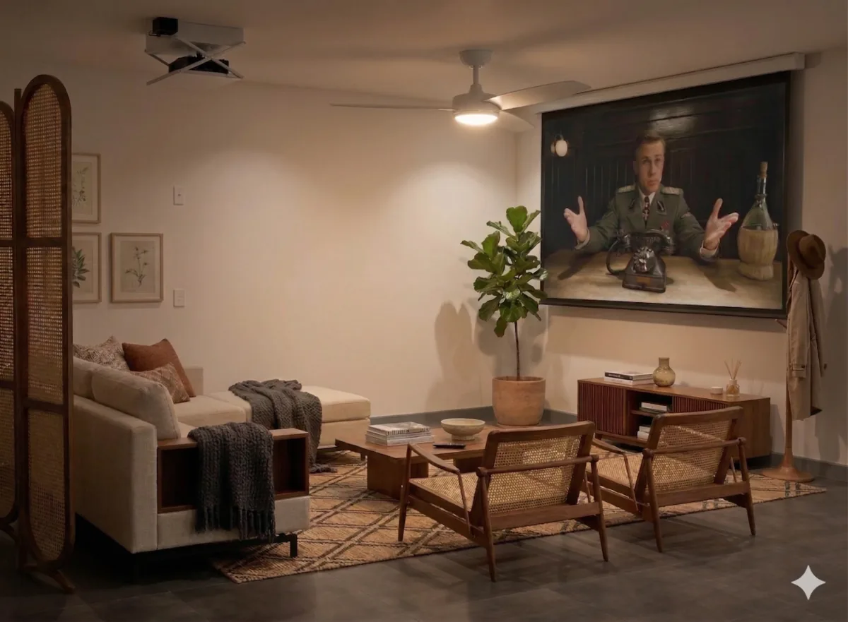 Casa J56 — Home cinema com marcenaria integrada