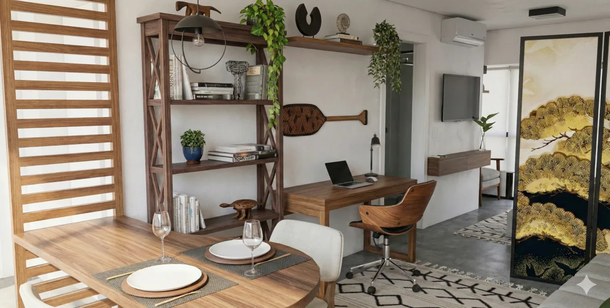 Flat 105 Noroeste — Escritório embutido na marcenaria
