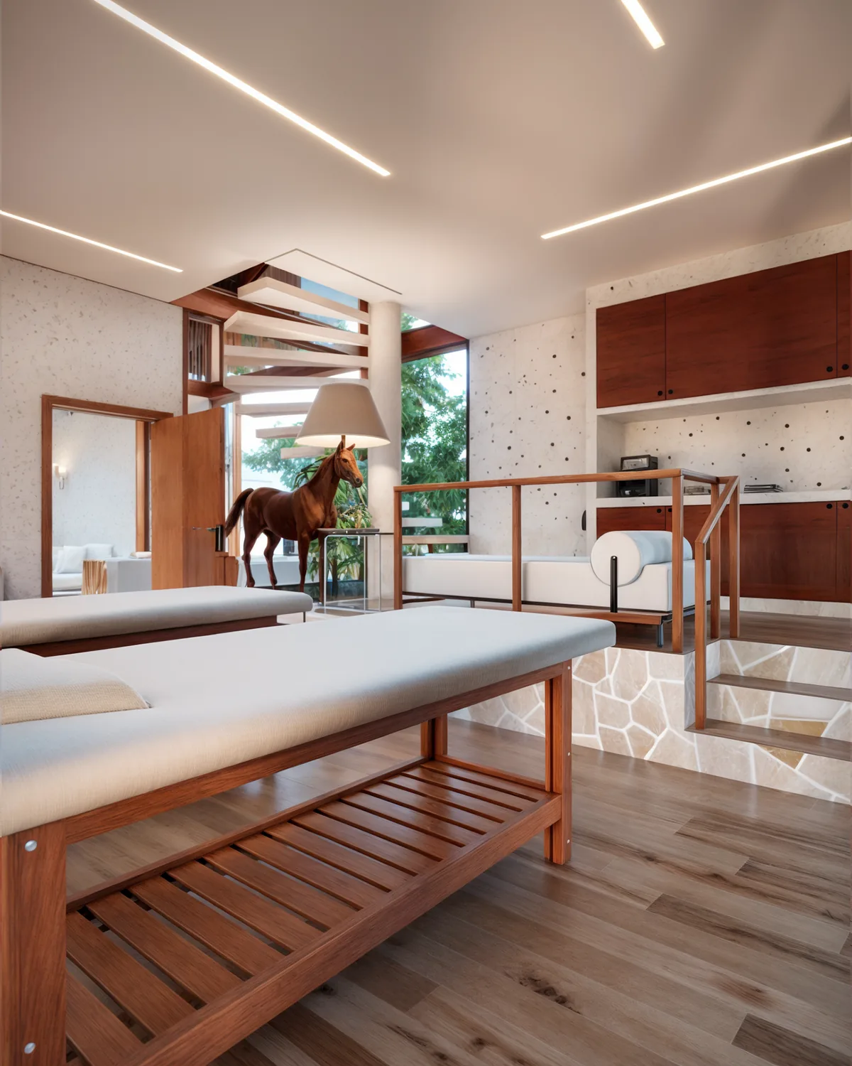 Soul Spa — Sala de massagem com vista direta para o campo